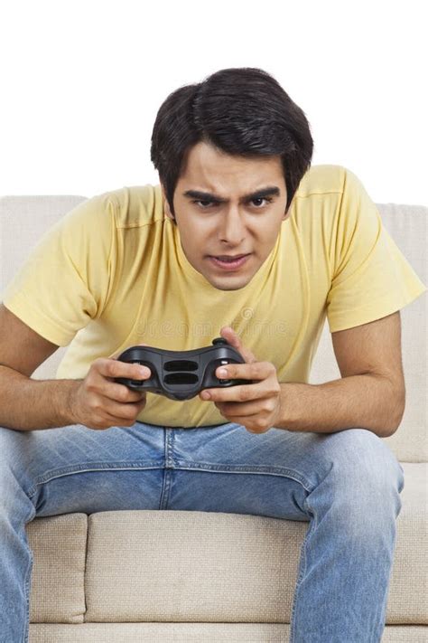 Man Playing Video Game Stock Image Image Of Game Clothing 36376105