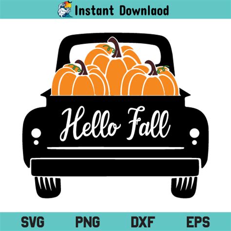 Hello Fall Vintage Pumpkin Truck Svg Hello Fall Truck Svg Hello Fall