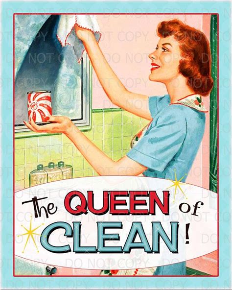 Printable Retro Housewife The Queen Of Clean Print Etsy Vintage