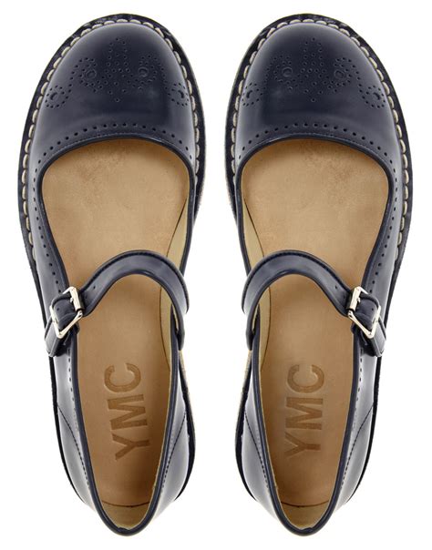 Lyst Ymc Navy Mary Jane Flat Shoes In Blue