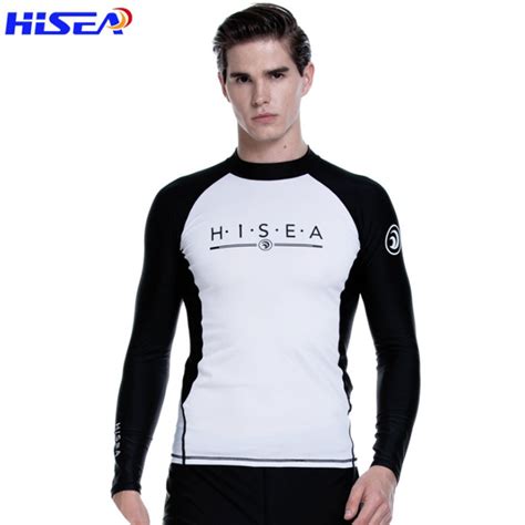 Hisea Mens Rash Guard Shirt Long Sleeve Uv Protect Swimming Tops Lycra