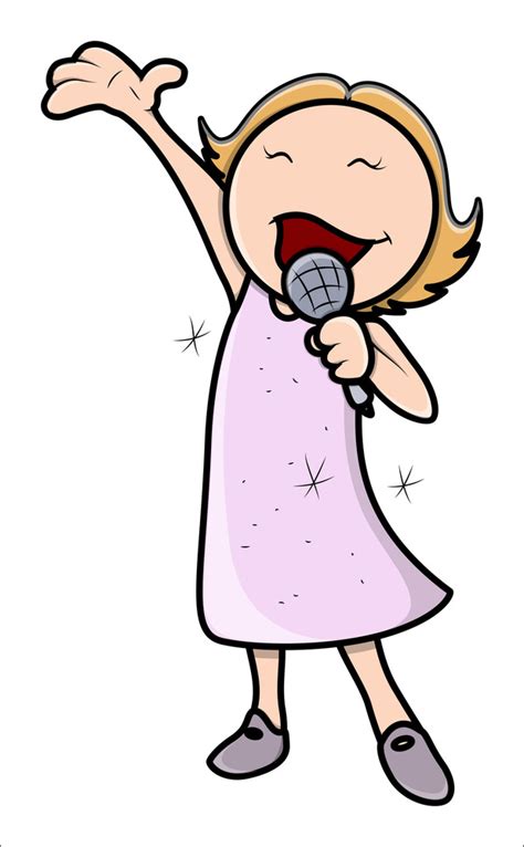 Little Girl Singing Vector Cartoon Illustration Royalty Free Stock