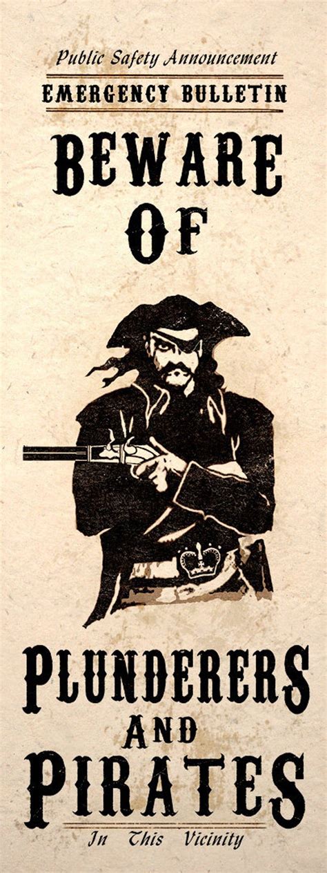 Nautical Pirate Art Poster Beware Of Pirates Steampunk Decor Etsy