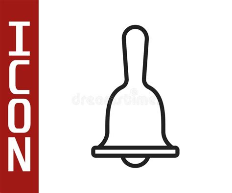 Black Line Hotel Service Bell Icon Isolated On White Background