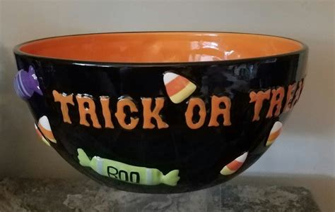 Lg 10 Round 5 Deep Halloween Candy Trick Or Treat Jack O Lantern Bowl