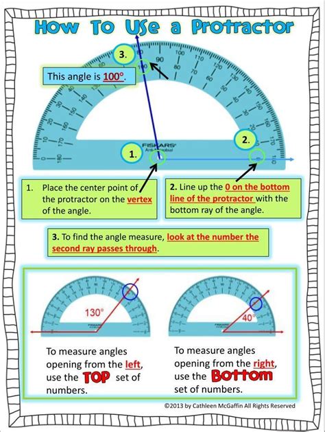 list of how to use a protractor to measure angles references