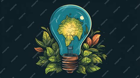 premium ai image hand drawn cartoon environmental protection energy saving light bulb illustration