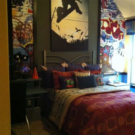 Wall vinyl sticker bedroom design skate skateboard skaters board sport (z758). Boys skateboard bedroom. Like how the decor is in panels ...