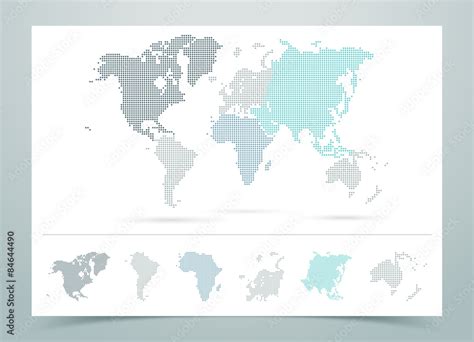World Map Dotted Vector With Continents Stock Vector Adobe Stock