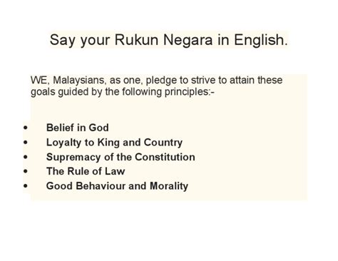 The rukun negara or (formerly rukunegara; Say Your Rukun Negara in English