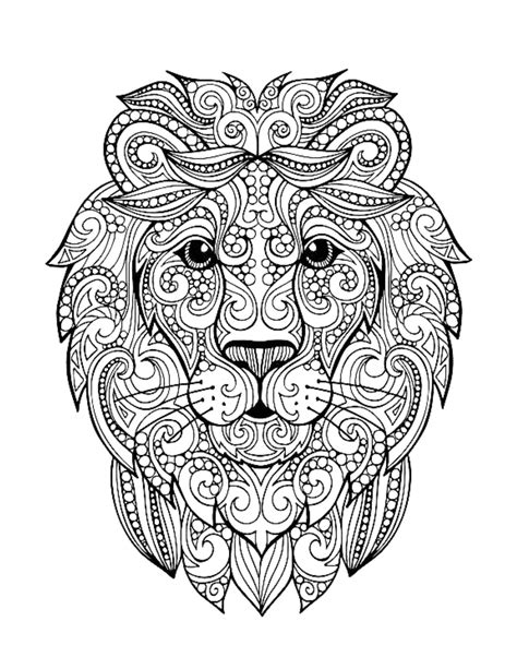 Lion Mandala Coloriage Page Couleur Chats Animaux Dessin Dessin Papier