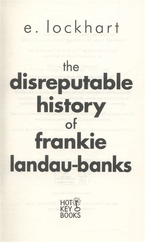 The Disreputable History Of Frankie Landau Banks By Lockhart E