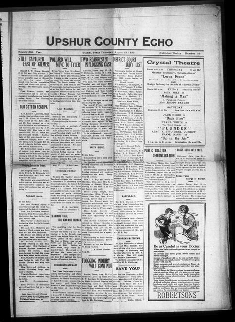 Upshur County Echo (Gilmer, Tex.), Vol. 25, No. 52, Ed. 1 Thursday