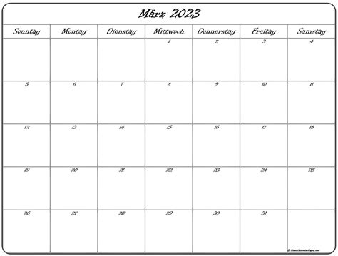 März 2023 Kalender Auf Deutsch Kalender 2023