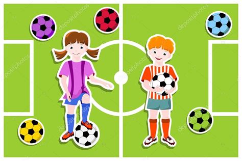 Boy And Girl Football Soccer Theme Stock Vector By ©anikakodydkova