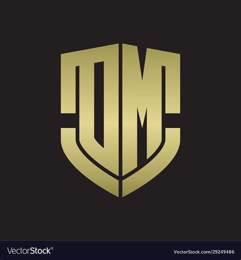 Dm Logo Monogram With Emblem Shield Shape Design Vector Image