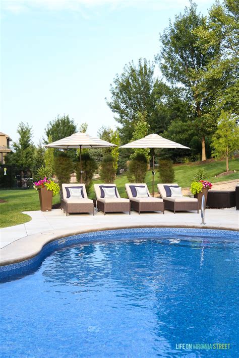Adjustable lounge chair back ensuring that you will find a degree of comfort. Backyard Pool Review: One Year Later | Pool landscaping ...