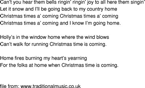 Old Time Song Lyrics Christmas Time Is Coming