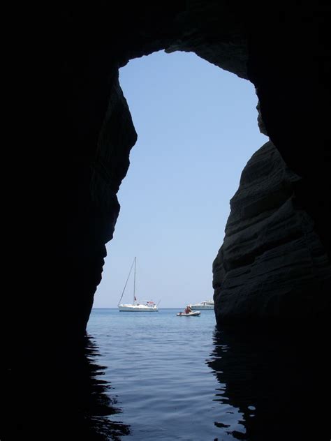 Boat Through Cave Milos Greece Chrisgoldny Flickr