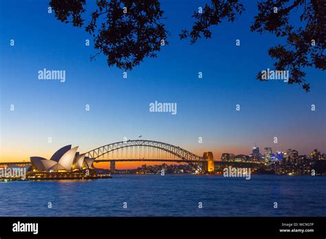A Dusk View Of Sydney Harbour Including Sydney Opera House And Sydney