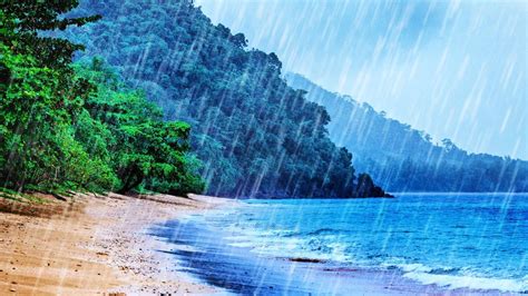 Rain On Beach White Noise Tropical Rainstorm Ocean Waves Sounds For