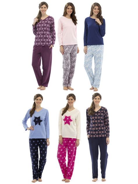 Womens Fleece Pyjamas Full Length Pjs Long Sleeve Lounge Set Ladies Size Uk 8 18 Ebay