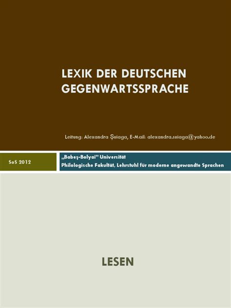 Lexik Der Deutschen Gegenwartssprache Pdf