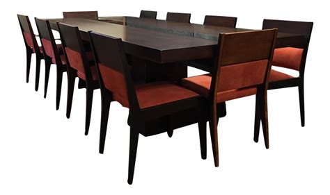 Dialogica 10 Foot Custom Made Dining Table With Ten Matching Chairs On
