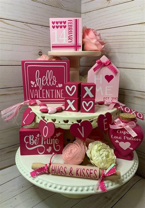 Valentines Day Tiered Tray Decor Tiered Tray Bundle Pink And Etsy My
