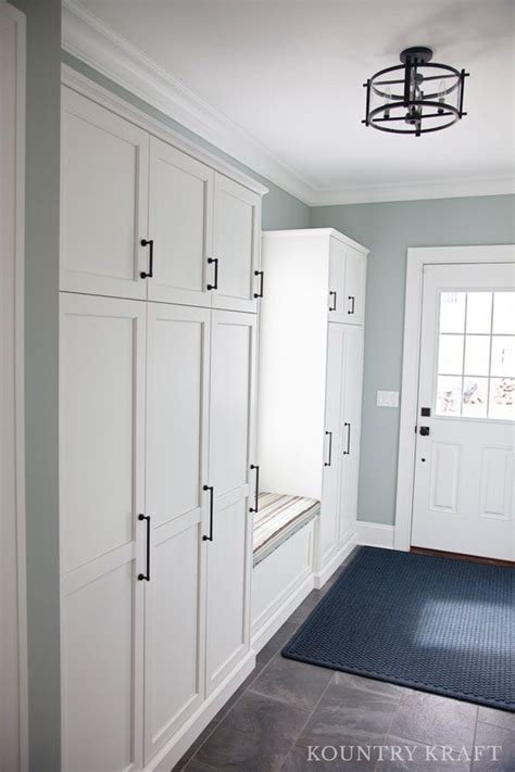 White Entryway Cabinets Were Designed By Stonington Cabinetry And Designs