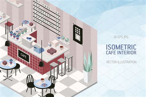 Cafe interior in isometric style | Custom-Designed Illustrations ...