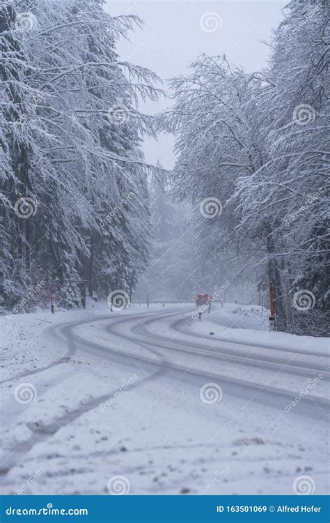 Slippery Snowy Roads Winter Stock Image Image Of Hazard Gritting