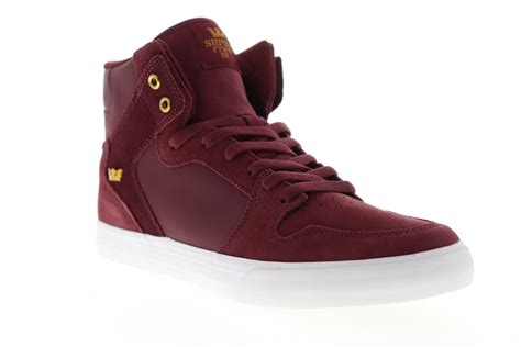 Supra Supra Vaider Mens Red Suede High Top Lace Up Sneakers Shoes