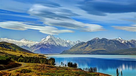 Wallpaper New Zealand Pukaki Nature Mountains Sky Lake Scenery