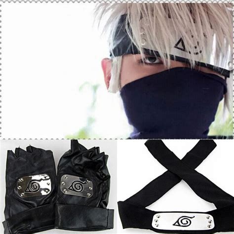 Japan Anime Naruto Hatake Kakashi Cosplay Face Mask Headband Gloves