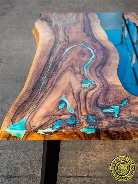 Custom river table epoxy resin coffee table, live edge epoxy river table, dining room wood furniture, walnut slab dining table, side table worldofwoodenbyalp 5 out of 5 stars (25) Live edge river dining table with turquoise glowing resin ...