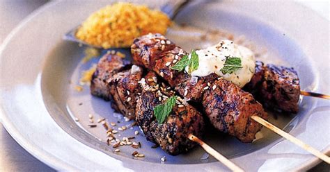 Serve cutlets or kebabs leaning against. Lamb kebabs with couscous and mint-yoghurt sauce
