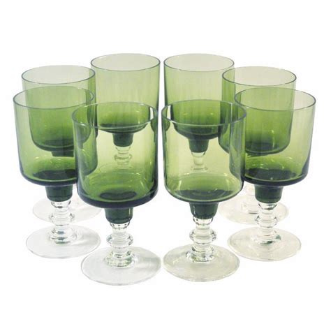 Vintage Dark Olive Green Cocktail Glasses The Hour Shop Glassware