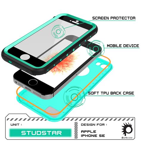 Iphone Se5s5 Waterproof Case Punkcase Studstar Teal Case Watershock