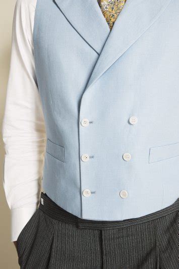 Tailored Fit Sky Double Breasted Waistcoat