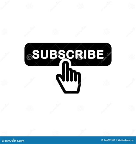 Black Solid Icon For Subscribe Button And Online Stock Vector