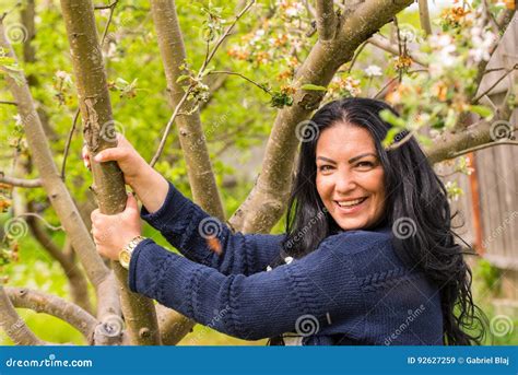 Woman Holding Branch Tree Stock Image Image Of Attractive 92627259