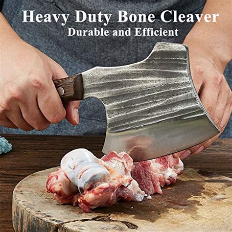 Meat Cleaver Heavy Duty Bone Cutting Knife With Sheath Carbon Steel