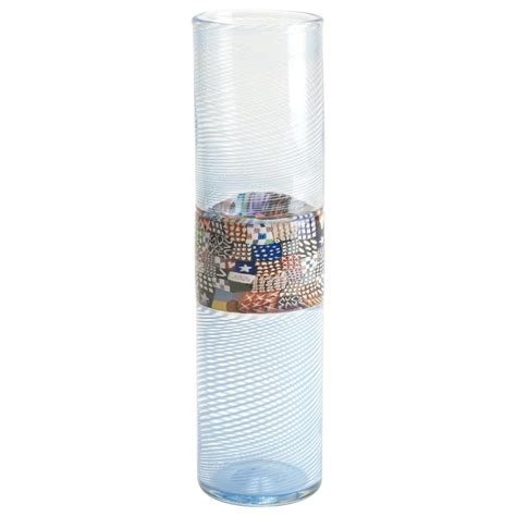 20th Century Crazy Quilt Banded Cylinder Blown Glass Vase For Sale At 1stdibs