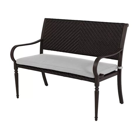 Hampton Bay Commack Wicker Patio Bench In Brown The Home Depot Canada