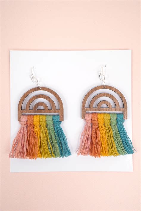 DIY Rainbow Macramé Earrings - Happiness is Homemade