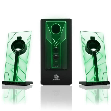 Buy Gogroove Basspulse 21 Computer Speakers With Green Led Glow Lights