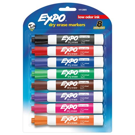 Expo Low Odor Dry Erase Markers Chisel Tip Assorted Colors 8 Count