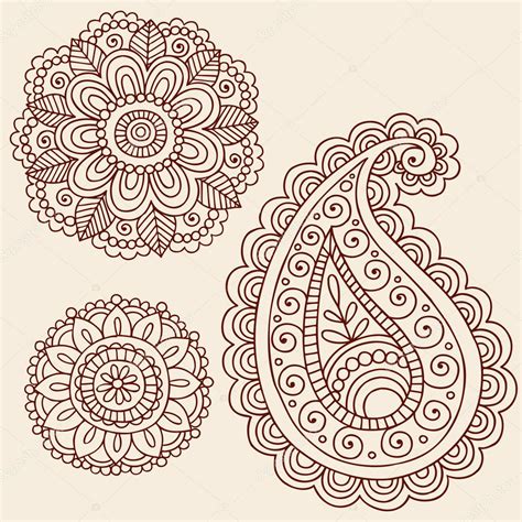Henna Flowers Doodles Vector Design Elements — Stock Vector © Blue67