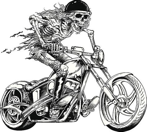 800 Skeleton Riding Motorcycle Pics Illustrations Royalty Free Vector